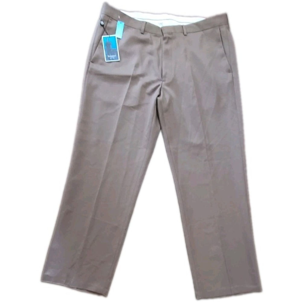 Haggar Brown Straight Fit Classic Slacks No Iron Men Pant 40x32 New
